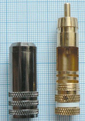 Mufa RCA tata, 10mm, pe cablu, cu filet