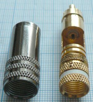 Mufa RCA tata, 10mm, pe cablu, cu filet