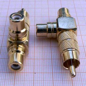 Adaptor/reductie RCA tata - 2x RCA mama (T, 2 RCA mama + 1 RCA tata)
