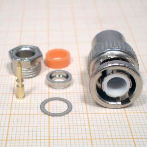 Mufa BNC tata, cablu RG58, cu filet (fixare mecanica tip clamp)