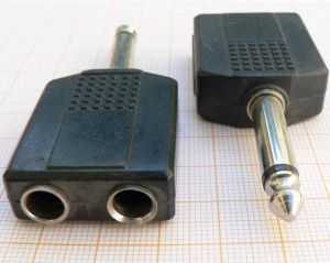 Adaptor/reductie jack tata 6,3mm mono - 2x jack mama 6,3mm mono