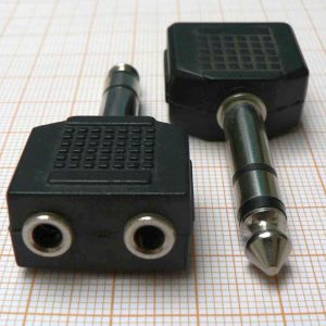 Adaptor/reductie jack tata 6,3mm stereo - 2x jack mama 3,5mm stereo