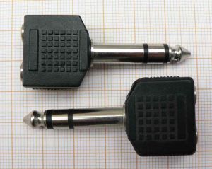 Adaptor/reductie jack tata 6,3mm stereo - 2x jack mama 3,5mm stereo