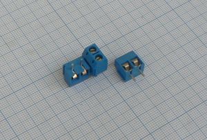 Conector 2 borne, fixare cu surub, lipire (sir de pini)