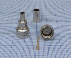 Mufa mini UHF tata, cablu RG58, sertizabila (sertizare pe cablu)