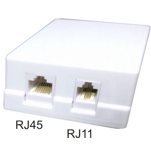 Priza dubla bistandard, 1x UTP + 1x telefon, aparenta