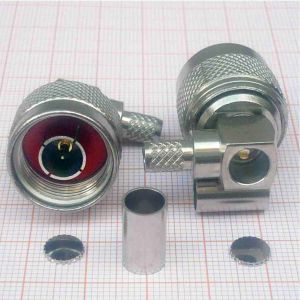 Mufa N tata, cablu LMR240, sertizabila, 90 grade