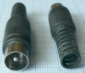 Mufa TV tata, pe cablu 7,5mm (carcasa plastic, similara mufelor DC)