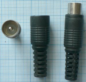 Mufa TV tata, pe cablu 7,5mm (carcasa plastic, similara mufelor DC)