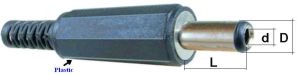 Mufa/conector DC tata 2,5x5,5x14mm, cablu 5mm (carcasa plastic, calitate standard)