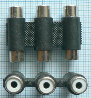 Adaptor/reductie 3x RCA mama - 3x RCA mama