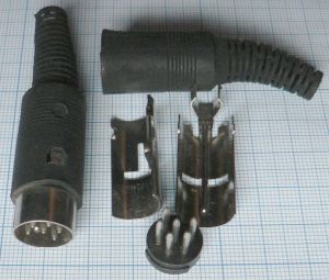 Mufa DIN tata, 6 pini, pe cablu 6,5mm