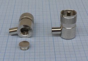 Mufa UHF tata, cablu RG58, 90 grade, fixare mecanica