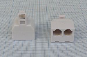 Adaptor/reductie telefonic, 6/4 IN tata - 2x OUT mama 6/4