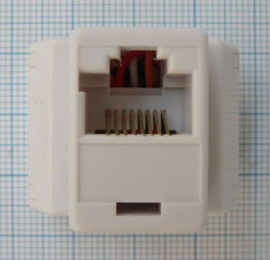 Adaptor telefonic 8P6C mama x2 - 8P6C mama, alb