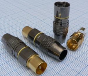 Mufa TV tata, pe cablu 7,5mm (mufa profesionala, carcasa metalica)