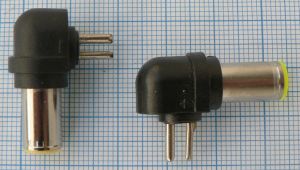 Mufa/conector DC tata 7,9x0,9x5,6x13mm, la 90°, cu 2 pini