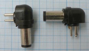 Mufa adaptoare tip reductie DC 7,4x0,8x5x14mm tata, la 90°, cu 2 pini