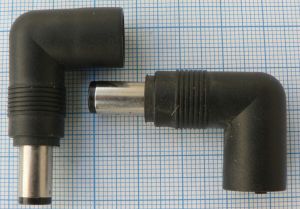 Mufa adaptoare tip reductie DC, 7,9x0,9x13,5mm tata, la 90°, cu mama 3 pini