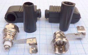 Mufa F tata RG58/59, cu lipire, la 90°