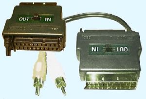 Adaptor/reductie SCART tata - SCART mama + 2x RCA (comutator IN-OUT)