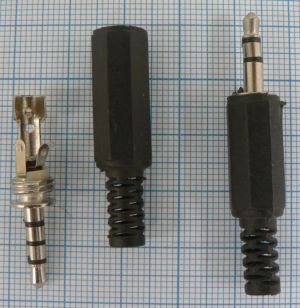 Mufa jack 3,5mm tata, 4 contacte, pe cablu 4mm