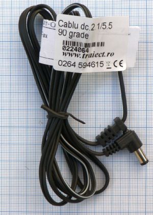 Cablu alimentare cu mufa DC tata, 90 grade, 2,1x5,5mm, 1,5m