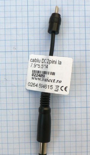 Cablu alimentare mufa DC tata 7,4mm cu pin 0,6mm, 5cm