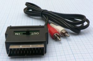 Cablu SCART IN-OUT- 2RCA tata/ 0.35m