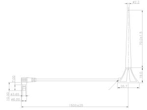 Antena magnetica,pentru amplificare a semnalului in frecventa 900 MHz / 1.8 GHz /2100 GHz, cistig: 2-3 dBi