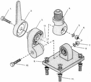 Suport plastic pentru antena, cu 2 grade de libertate, fixare in 4 suruburi