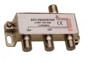 Spliter/distribuitor TAP de semnal, 1 IN - 2 OUT (atenuare 1/9/9dB), banda 5-2500 MHz, DC pass