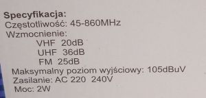 Antena de camera terestra TV, FIF-UIF, canale 2-12/21-60, castig reglabil 15-25 dB