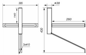 Suport antena cu 3 barete de fixare, diametru 38mm, 260x410mm