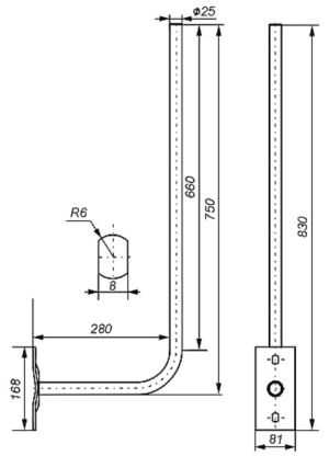 Suport antena tip bara, fi25 L 600mm * 280mm