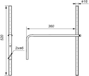 Suport antena din aluminiu, tip bara, 750x360mm