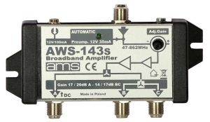 Amplificator de semnal TV si CATV, 1*IN-3*OUT, canale1-69R, castig 14-17 dBi