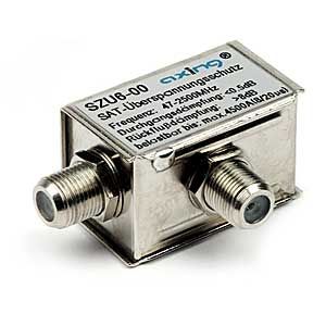 Protectie de semnal antene/CATV impotriva fulgerului, 1*IN-1*OUT, in banda 5-2500 MHz (iesiri F mama la 90 grade)