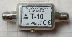 Atenuator reglabil de semnal TV, 1*IN-1*OUT, in banda TV 0-862 MHz, de interior